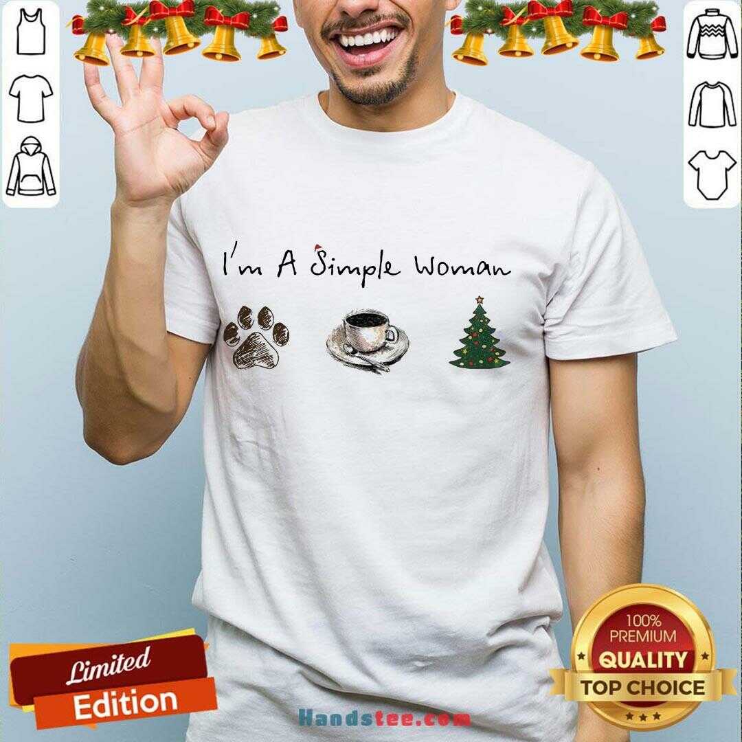 Nice I’m A Simple Woman Dog Paw Coffee And Tree Christmas Shirt