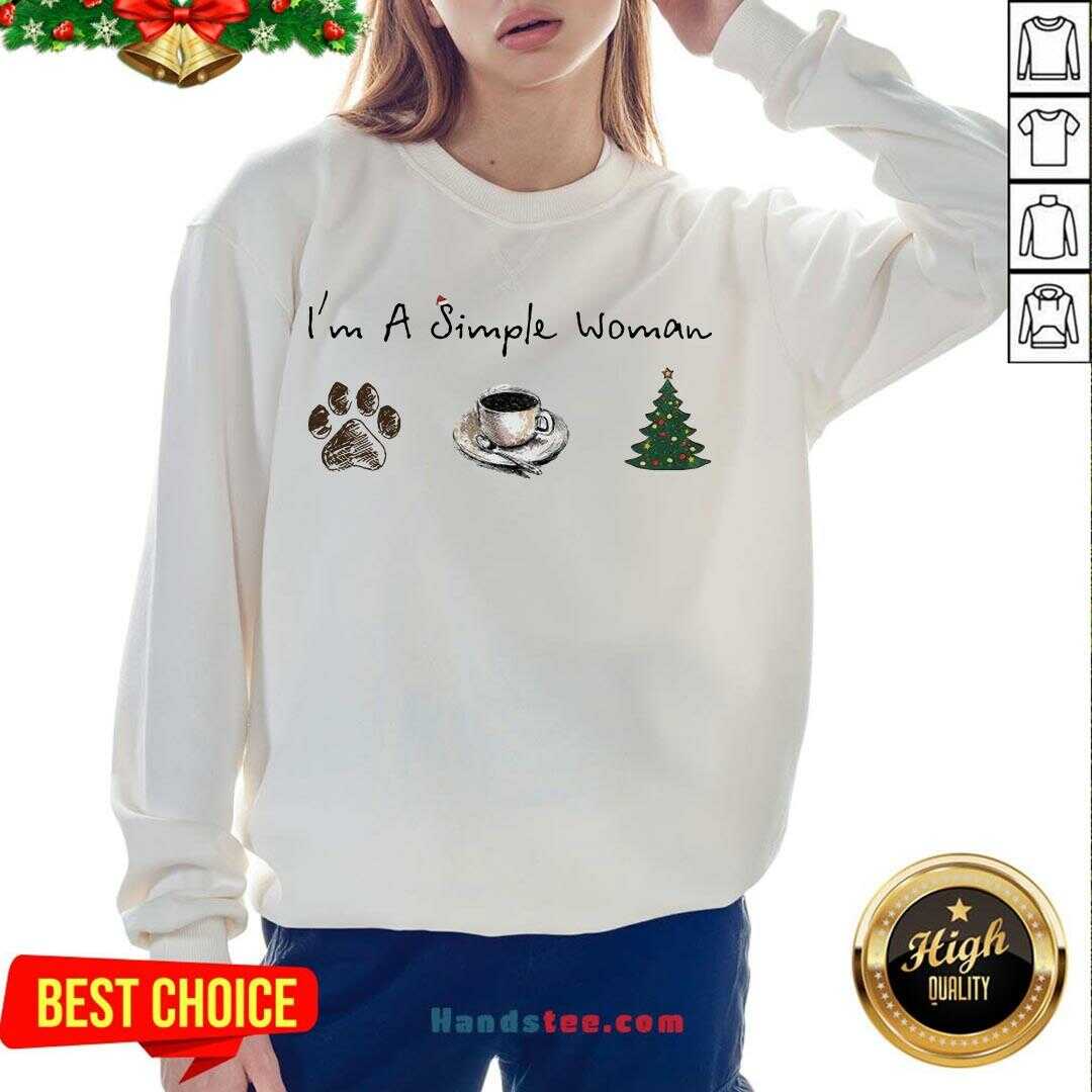 Nice I’m A Simple Woman Dog Paw Coffee And Tree Christmas Shirt