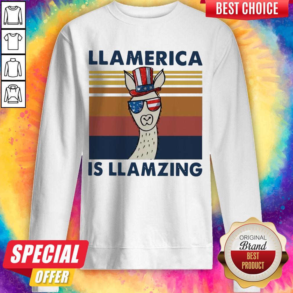 Nice Llama Llalmerica Is Llamzing American Flag Vintage Shirt