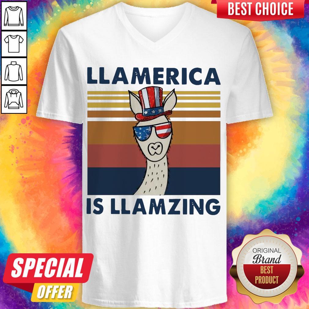 Nice Llama Llalmerica Is Llamzing American Flag Vintage Shirt