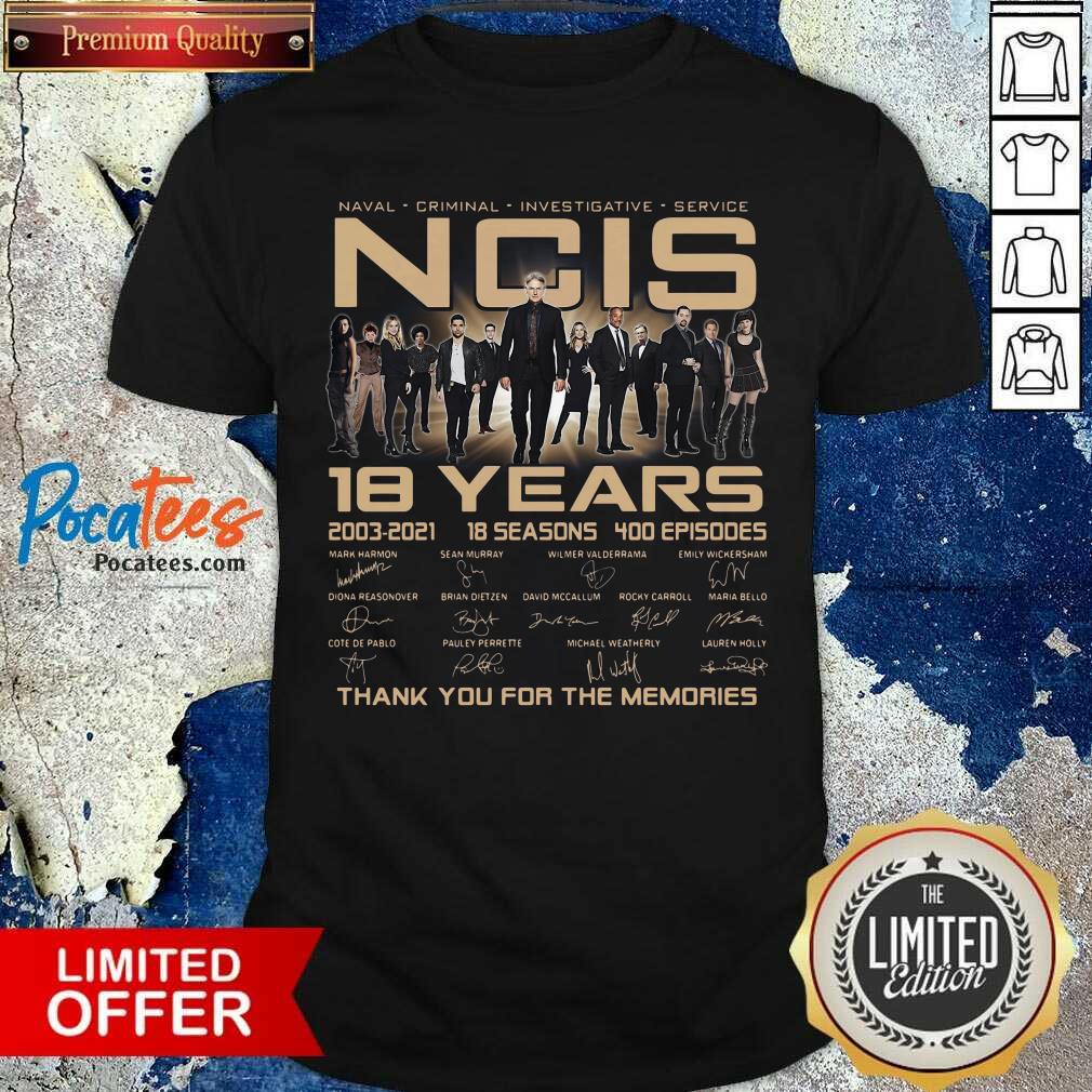 Nice Naval Criminal Ncis 18 Years Signatures Thank You For The Memories Shirt