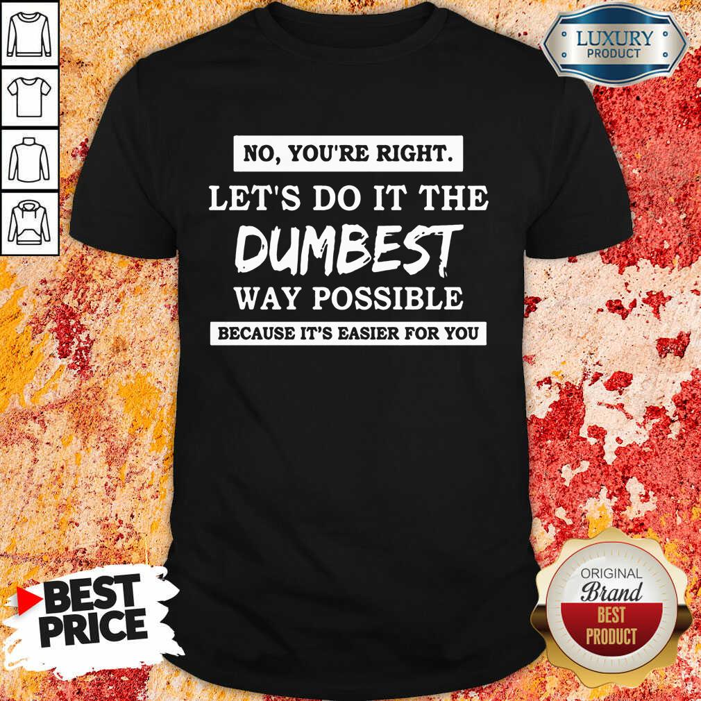 Nice No You'Re Right Let'S Do It The Dumbest Way Possible Shirt