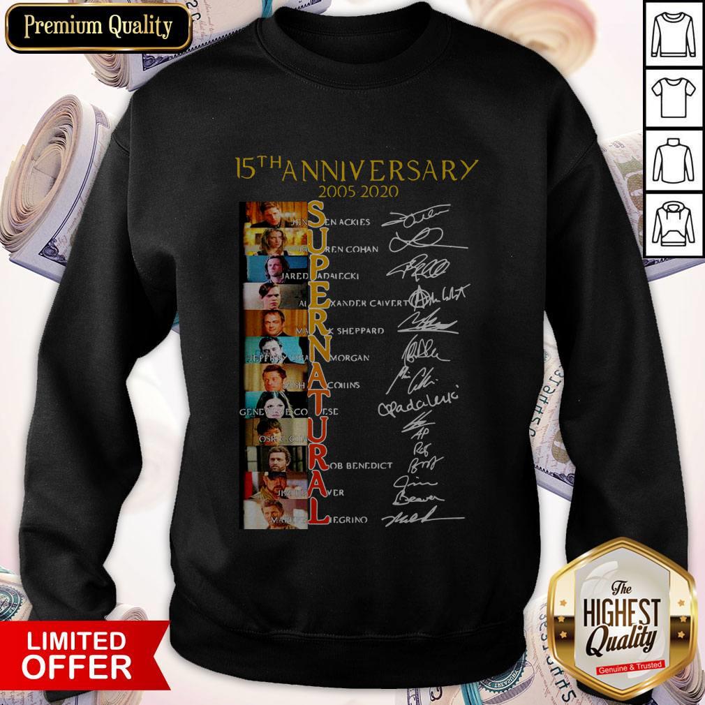 Official 15Th Anniversary 2005 2020 Supernatural Signatures Shirt