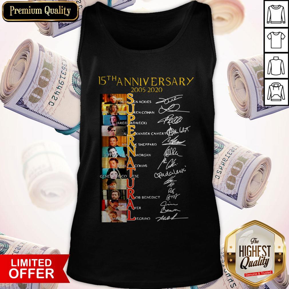 Official 15Th Anniversary 2005 2020 Supernatural Signatures Shirt