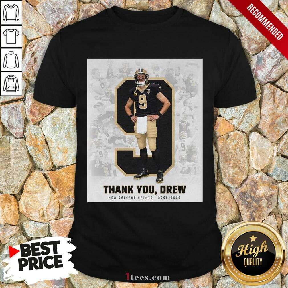 Official 9 Drew Brees Thank You Drew Shirt
