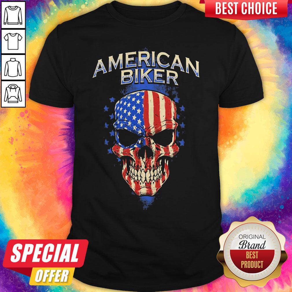 Official American Biker Skull American Flag Shirt