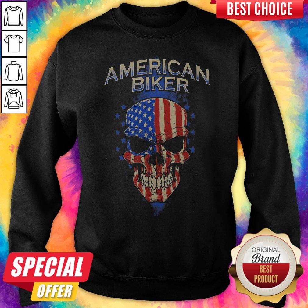 Official American Biker Skull American Flag Shirt
