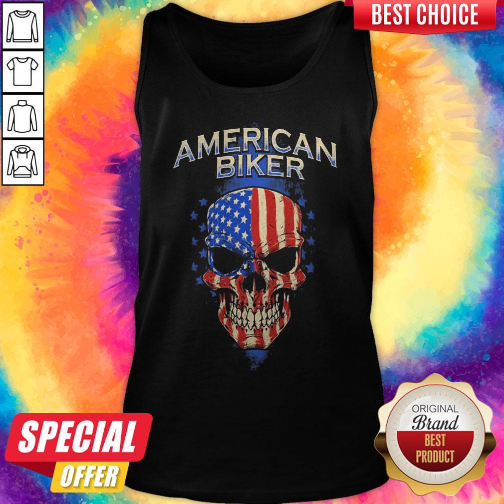 Official American Biker Skull American Flag Shirt