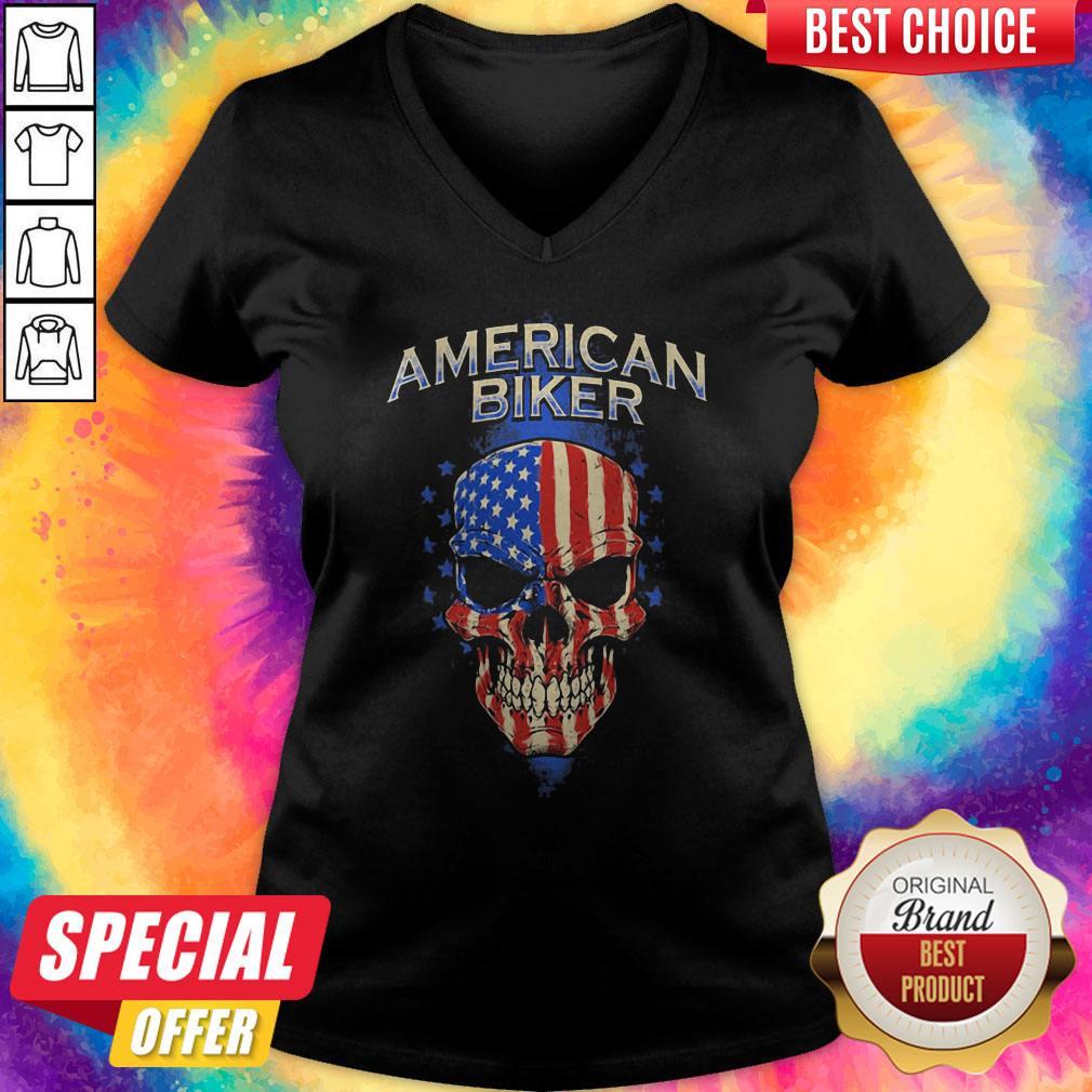 Official American Biker Skull American Flag Shirt