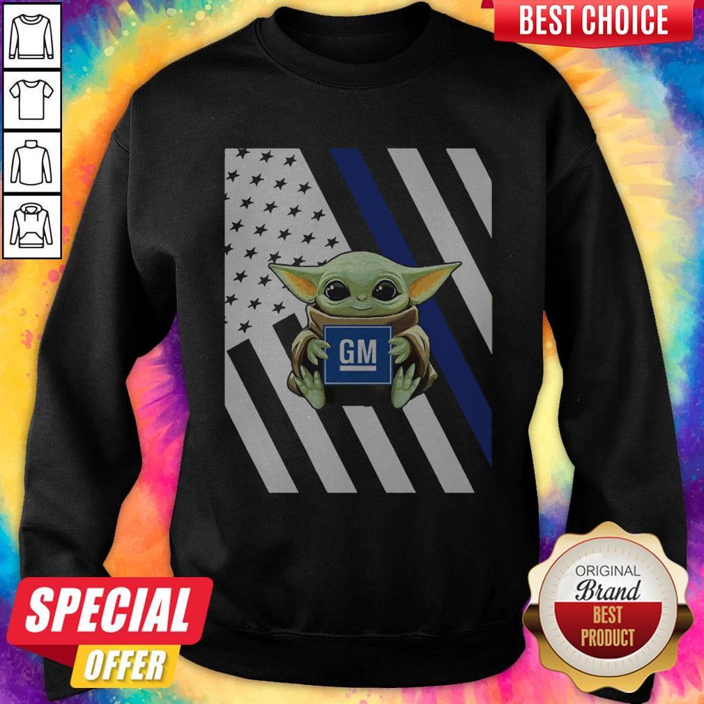 Official American Flag Baby Yoda Hug General Motors Shirt
