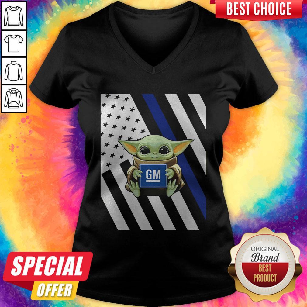 Official American Flag Baby Yoda Hug General Motors Shirt