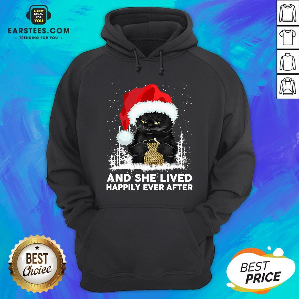 Official Black Cat And She Lived Happily Ever After Christmas Shirt