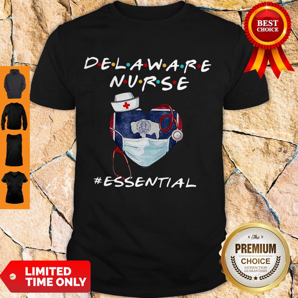 Official Delaware Nurse Heart Stethoscope Delaware Flag Shirt