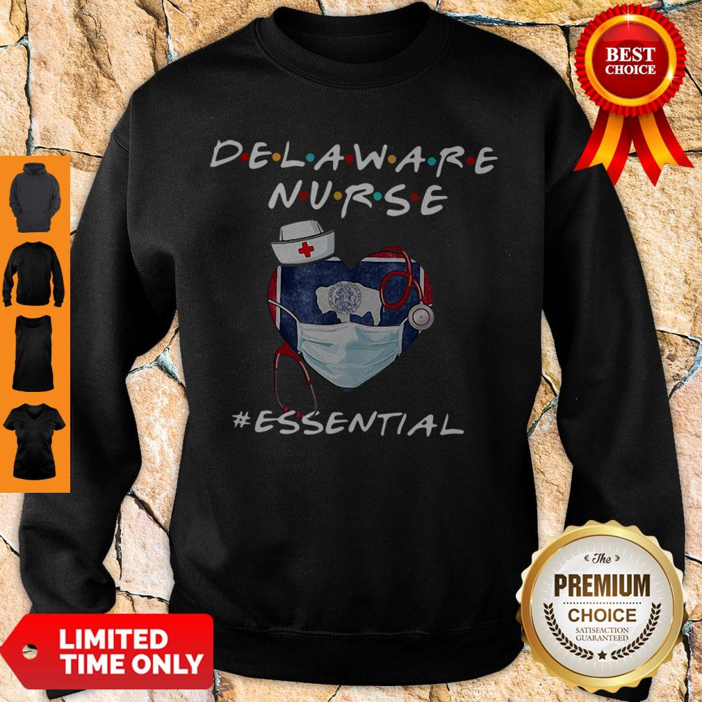 Official Delaware Nurse Heart Stethoscope Delaware Flag Shirt