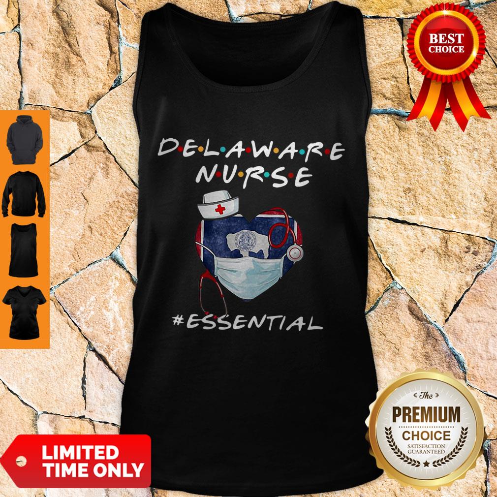 Official Delaware Nurse Heart Stethoscope Delaware Flag Shirt
