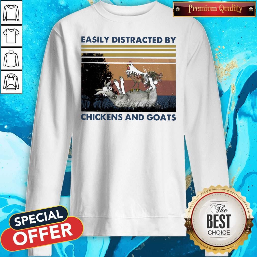 Official Easily Distracted By Chickens And Goats Vintage Shirt