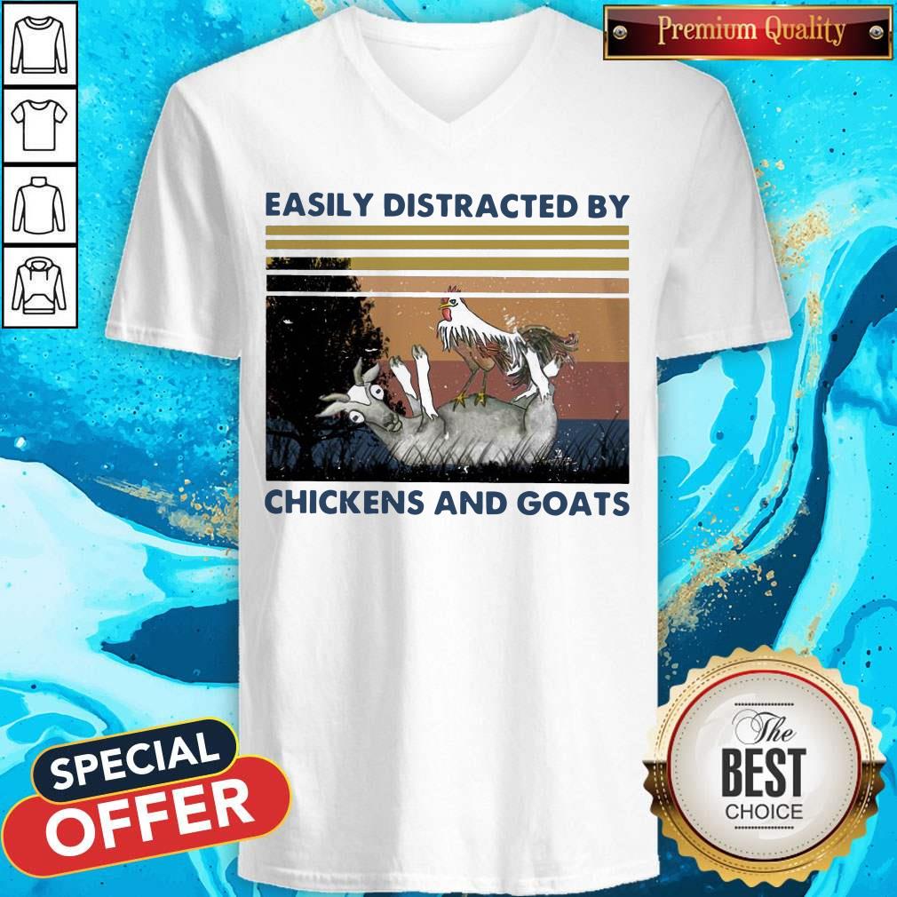 Official Easily Distracted By Chickens And Goats Vintage Shirt