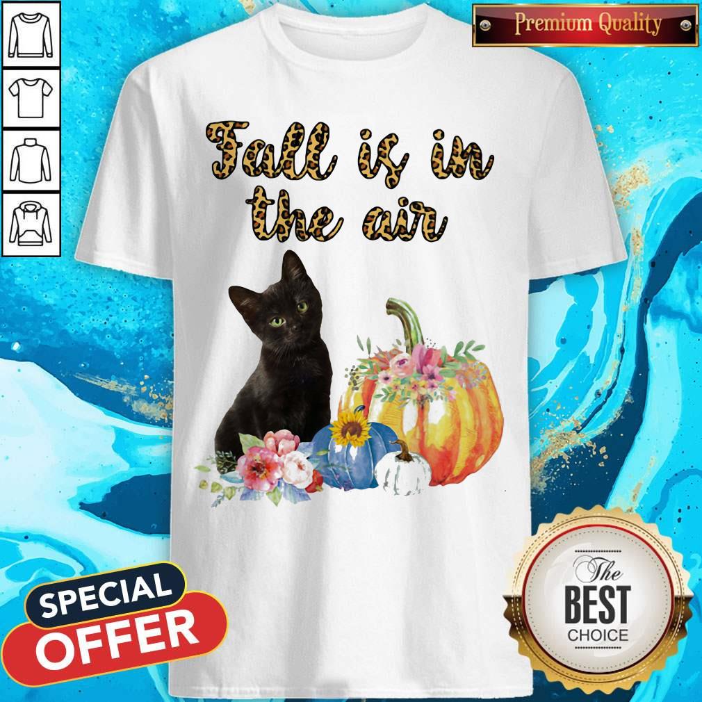 Official Fall Is In The Air Cat Pumpkin Flower Shirt