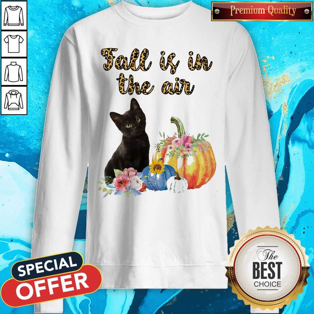 Official Fall Is In The Air Cat Pumpkin Flower Shirt