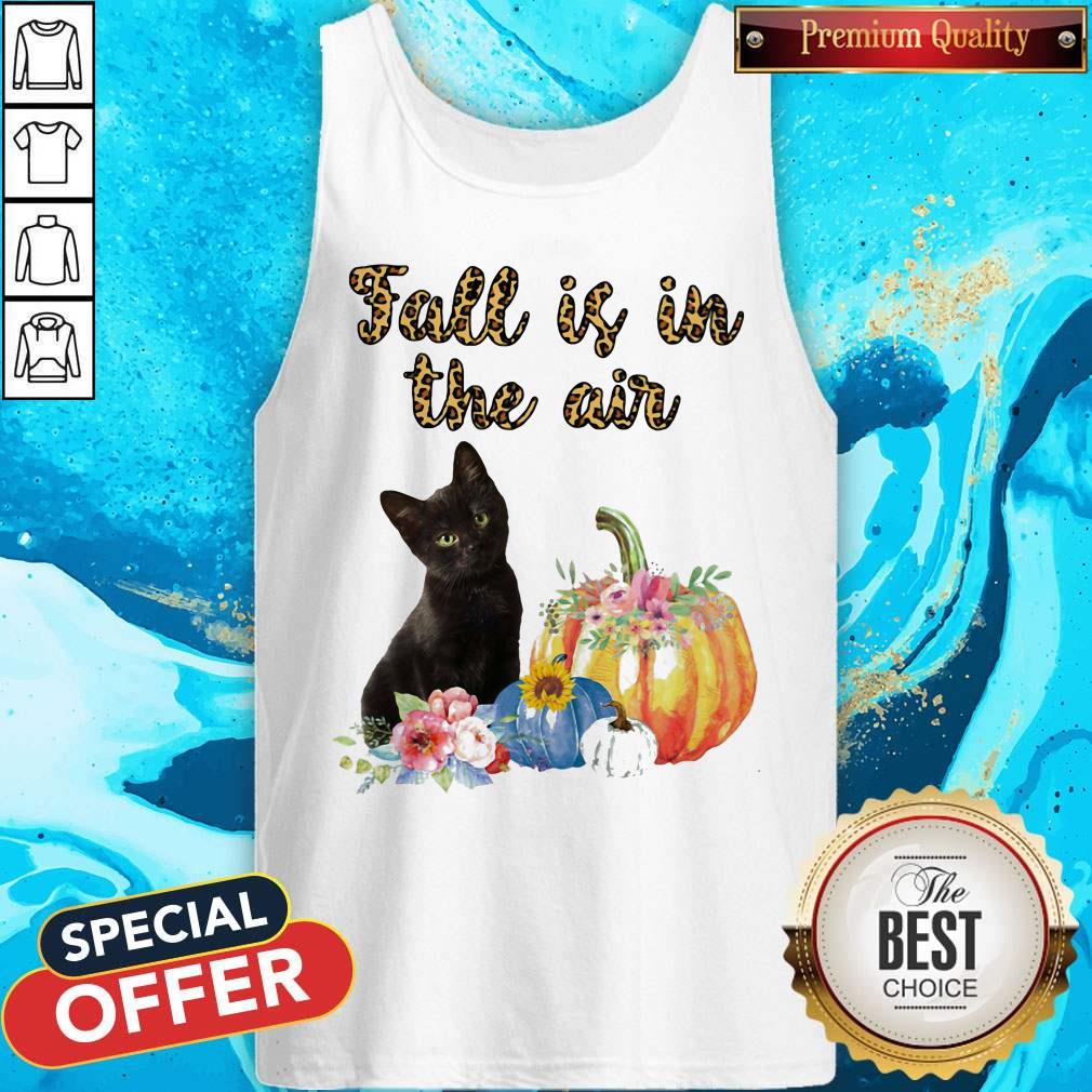 Official Fall Is In The Air Cat Pumpkin Flower Shirt