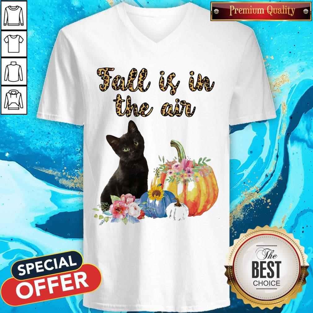Official Fall Is In The Air Cat Pumpkin Flower Shirt