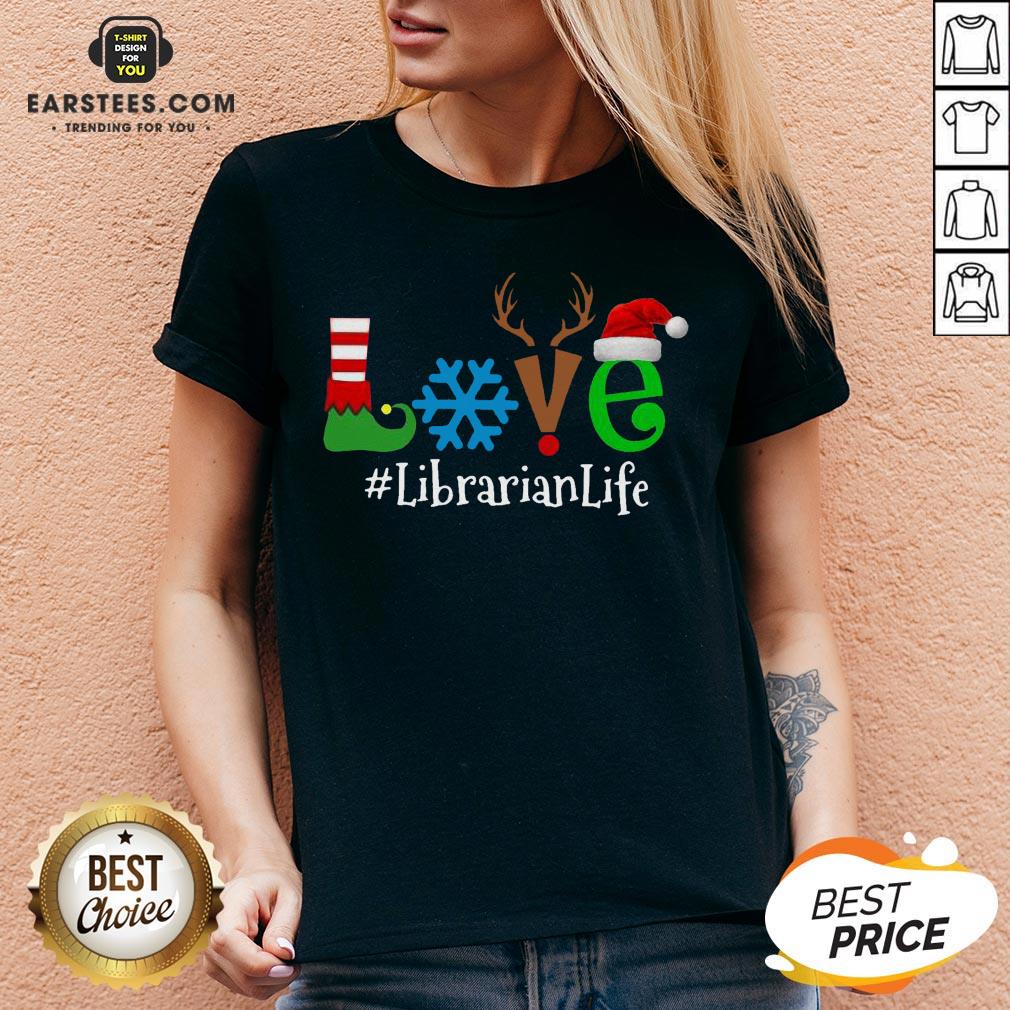 Official Love Snow Elf Reindeer Librarian Life Christmas Shirt