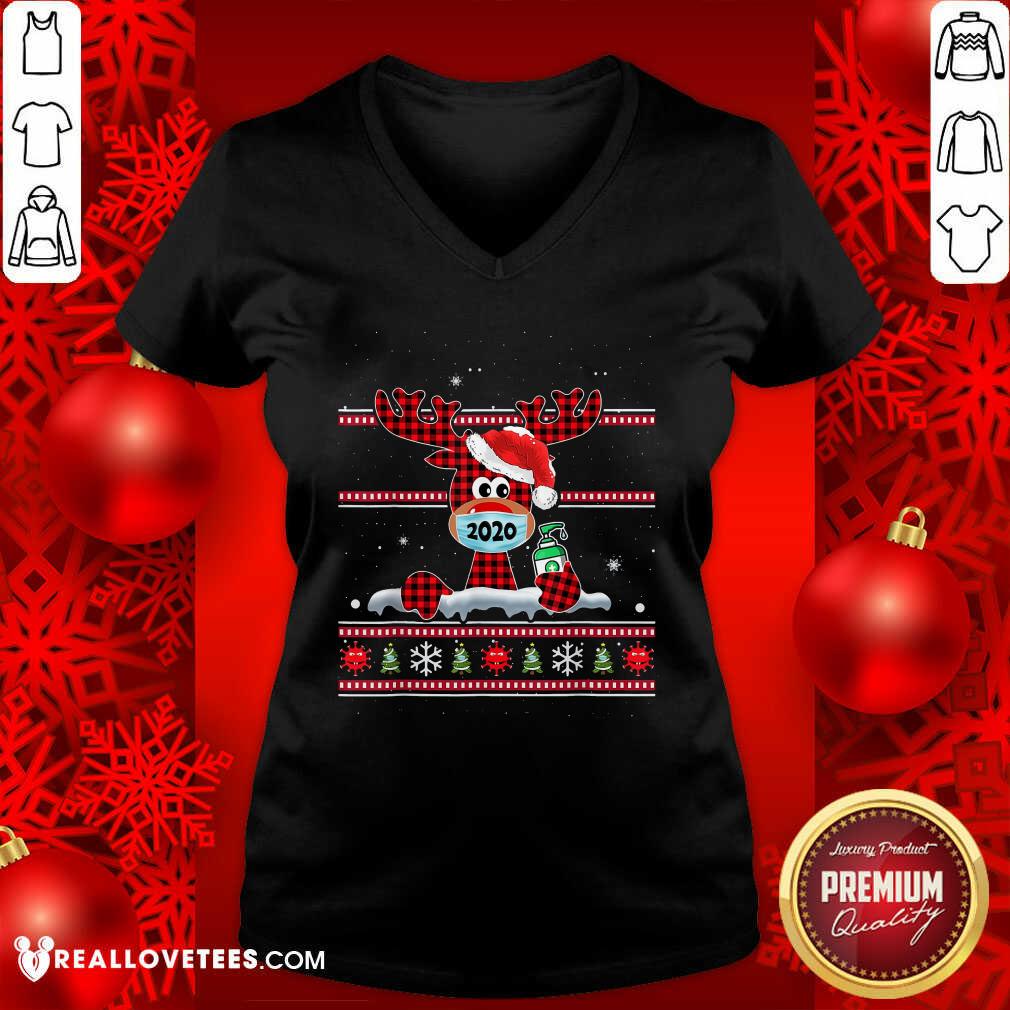 Official Merry Quarantine Christmas 2020 Reindeer Mask Family Pajamas Shirt