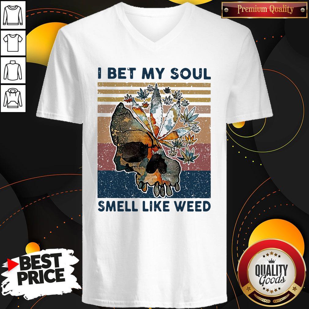 Official Skull I Bet My Soul Smell Like Weed Vintage Retro Halloween Shirt