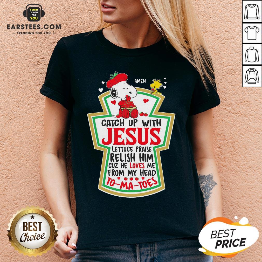 Official Snoopy And Woodstock Catch Up With Jesus Tomatoes Shirt