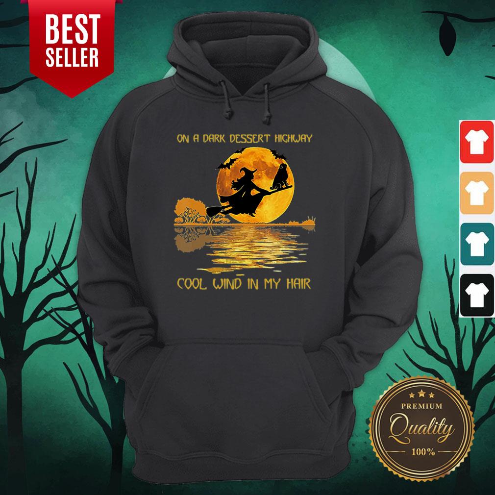 On A Dark Desert Highway Cool Wind In My Hair Witch On Broom Halloween Shirt