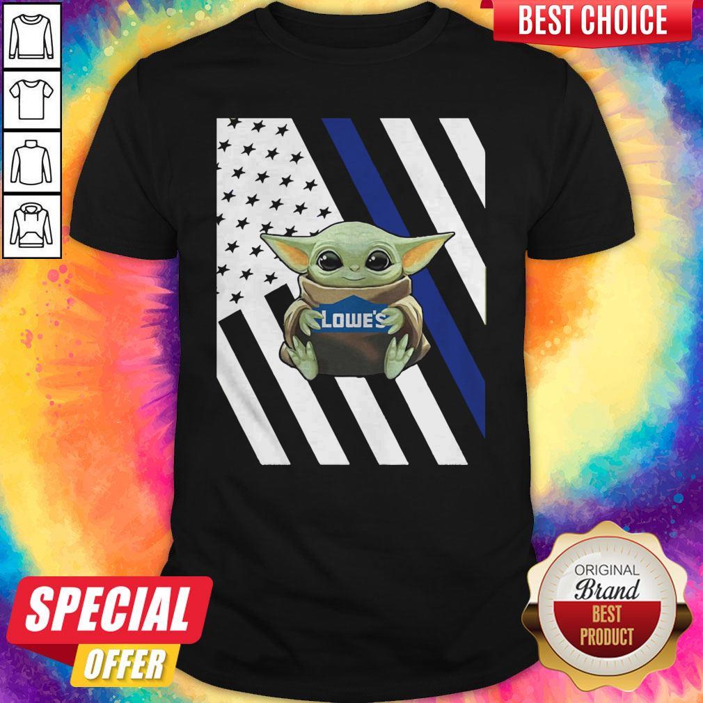 Original American Flag Baby Yoda Hug Lowe’s Shirt