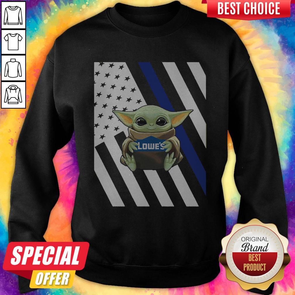 Original American Flag Baby Yoda Hug Lowe’s Shirt