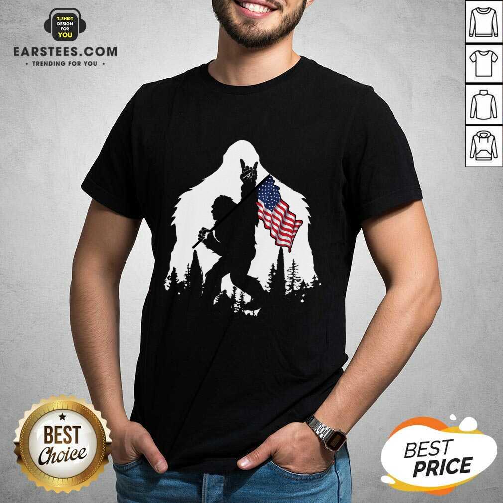 Original Bigfoot Hold American Flag Terrific Shirt