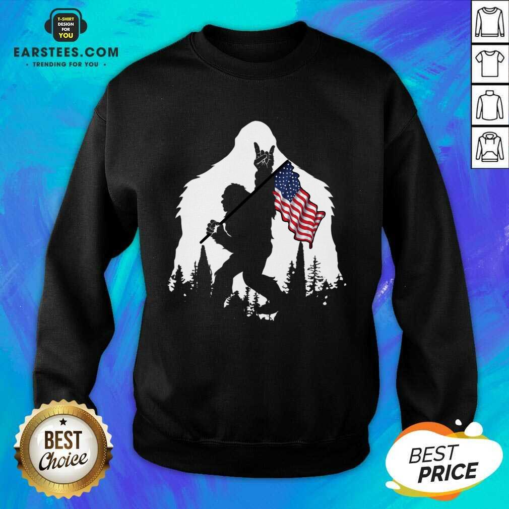 Original Bigfoot Hold American Flag Terrific Shirt