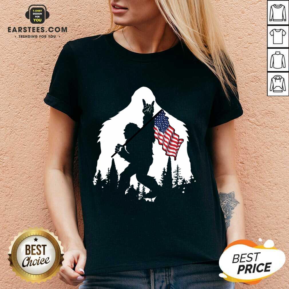 Original Bigfoot Hold American Flag Terrific Shirt