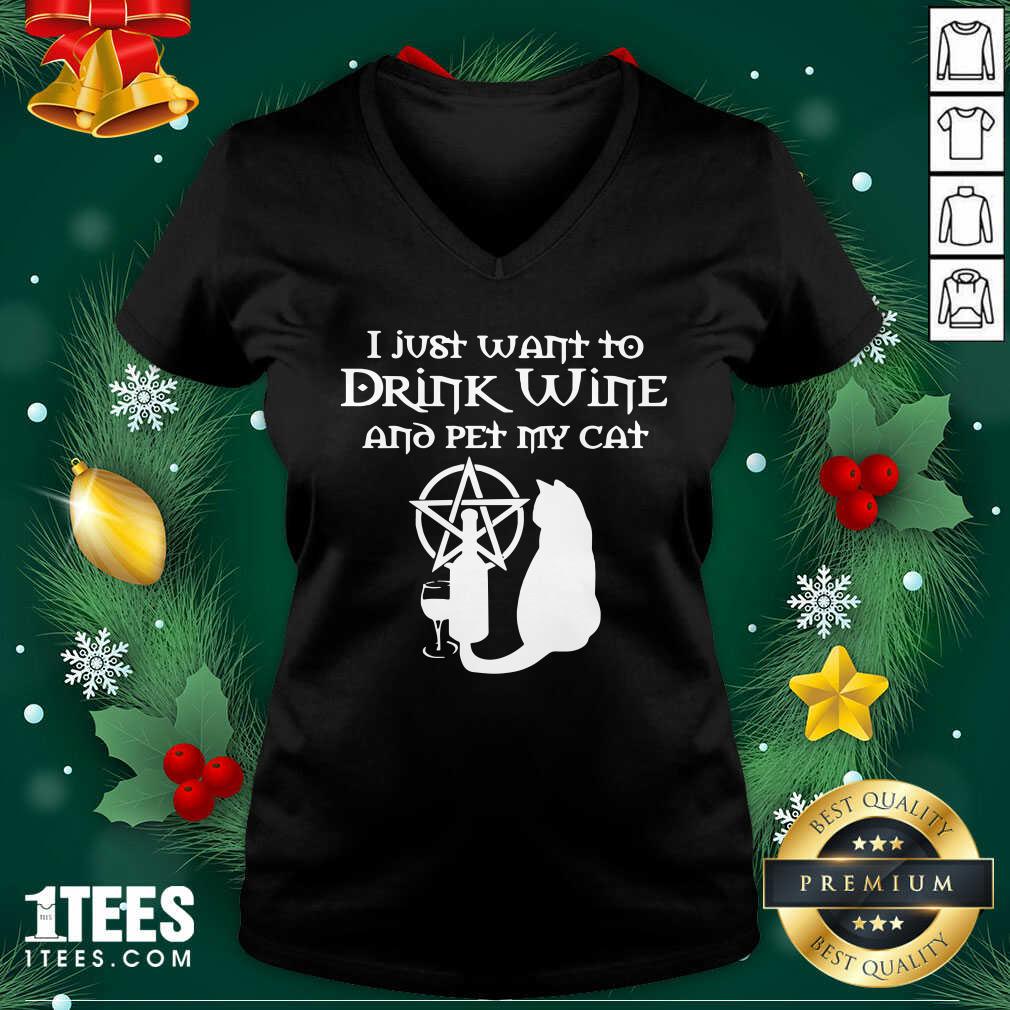 Original I Just Want To Drink Wine And Pet My Cat Shirt