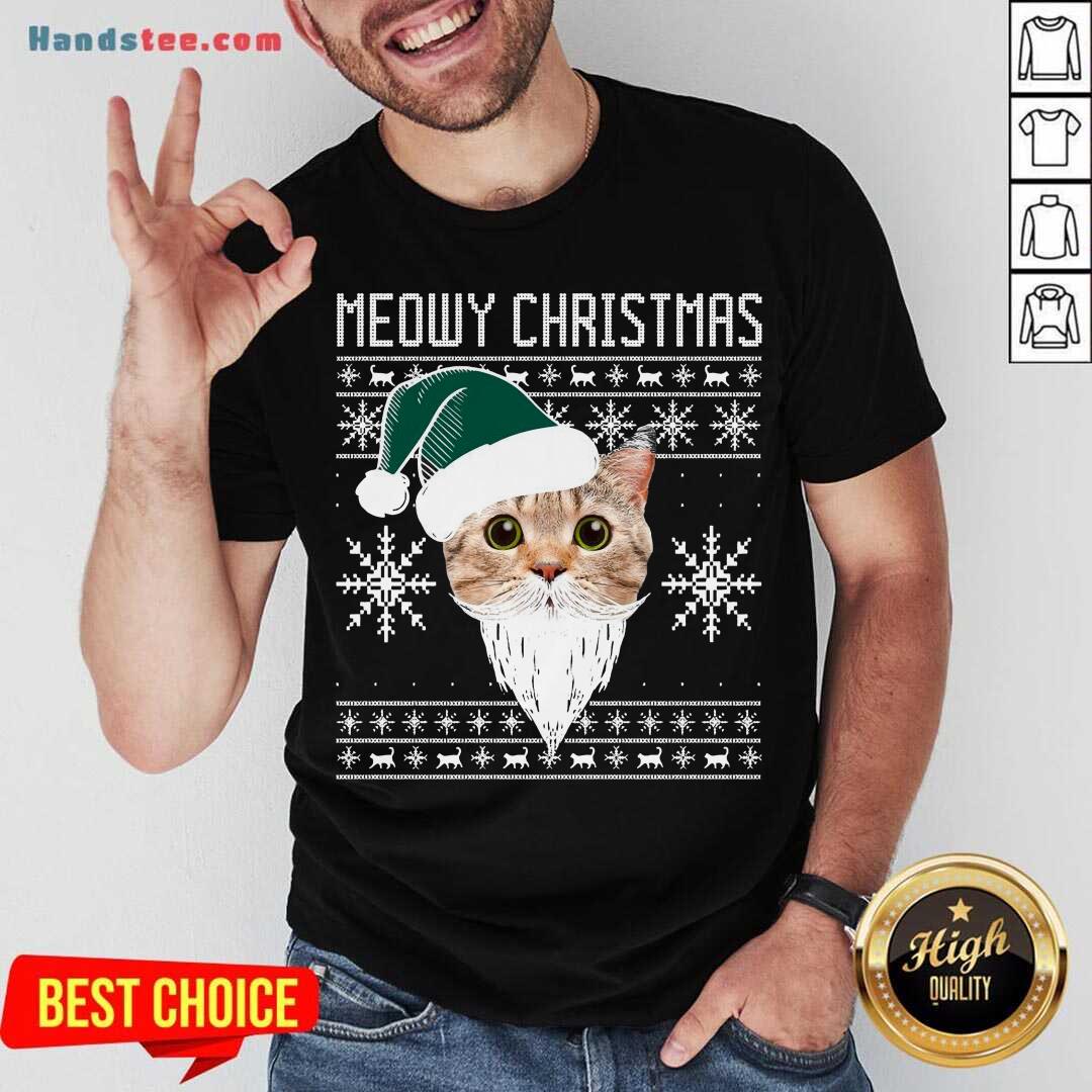 Original Meowy Christmas Santa Ugly Christmas Shirt