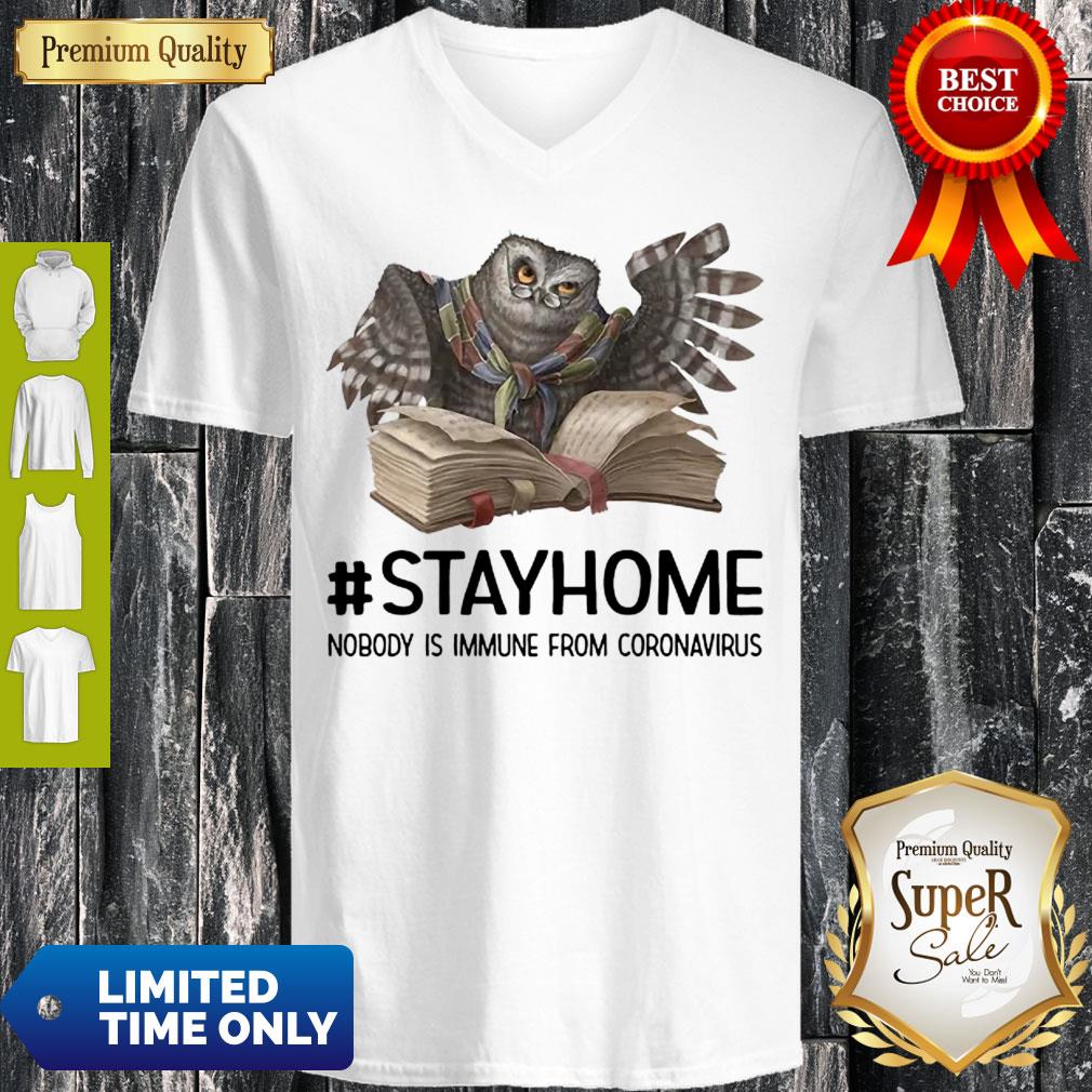 Owl Reading Book Stay Home Nobody Is Immune From Coronavirus Shirt