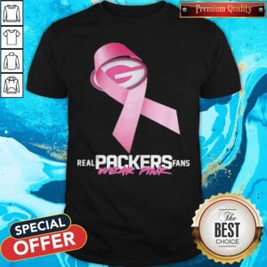 Real Packers Fans Wear Pink Logo Cancer Awareness Shirt