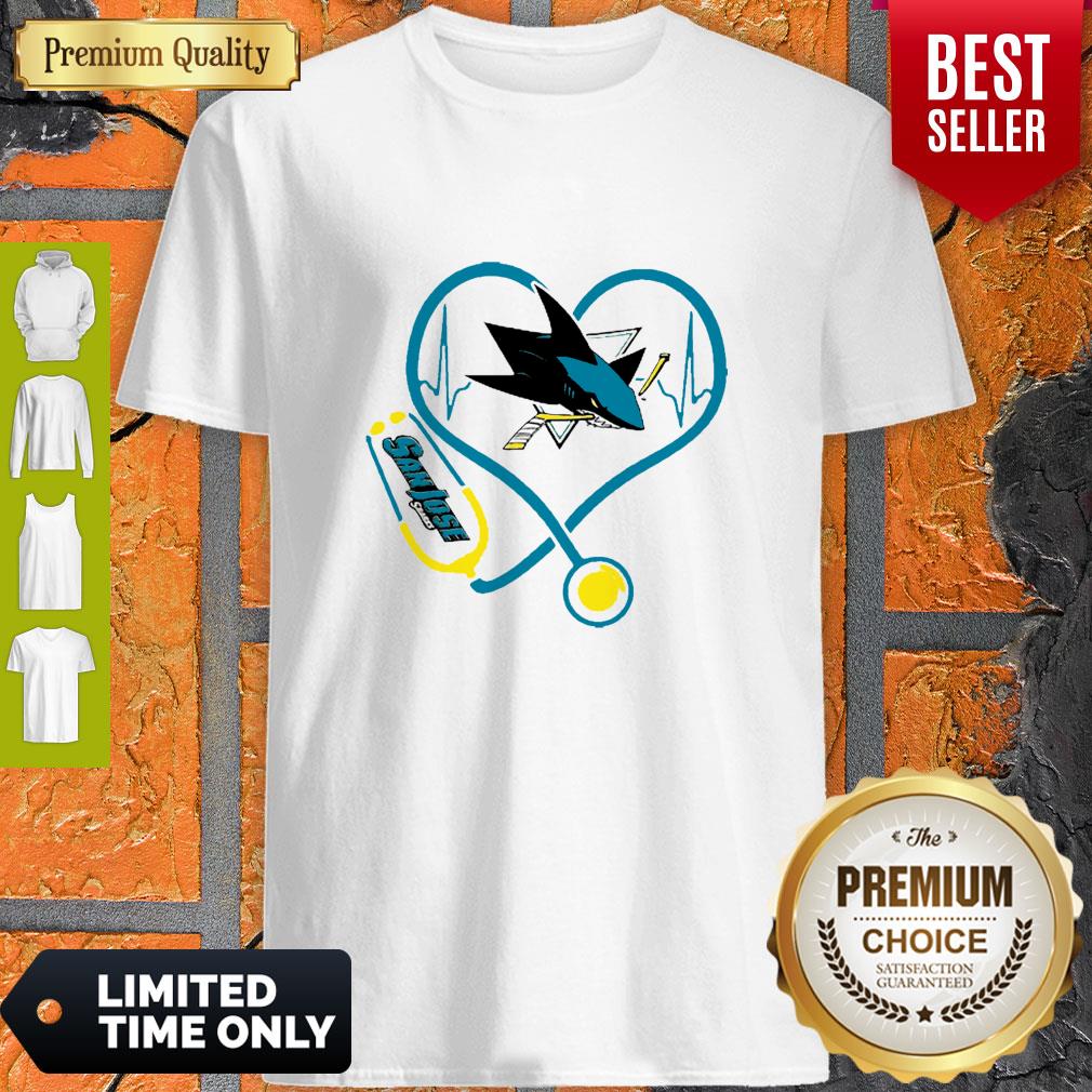 Good San Jose Sharks Nurse Heart Stethoscope Heartbeat Shirt
