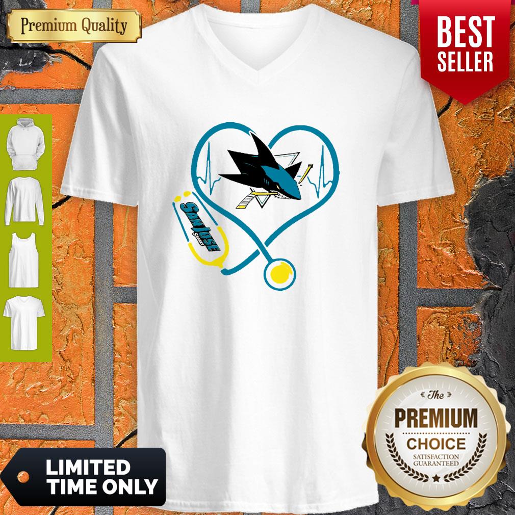 Good San Jose Sharks Nurse Heart Stethoscope Heartbeat Shirt