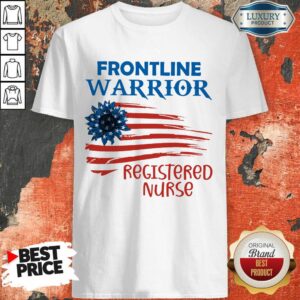 Sunflower Frontline Warrior Registered Nurse American Flag Shirt