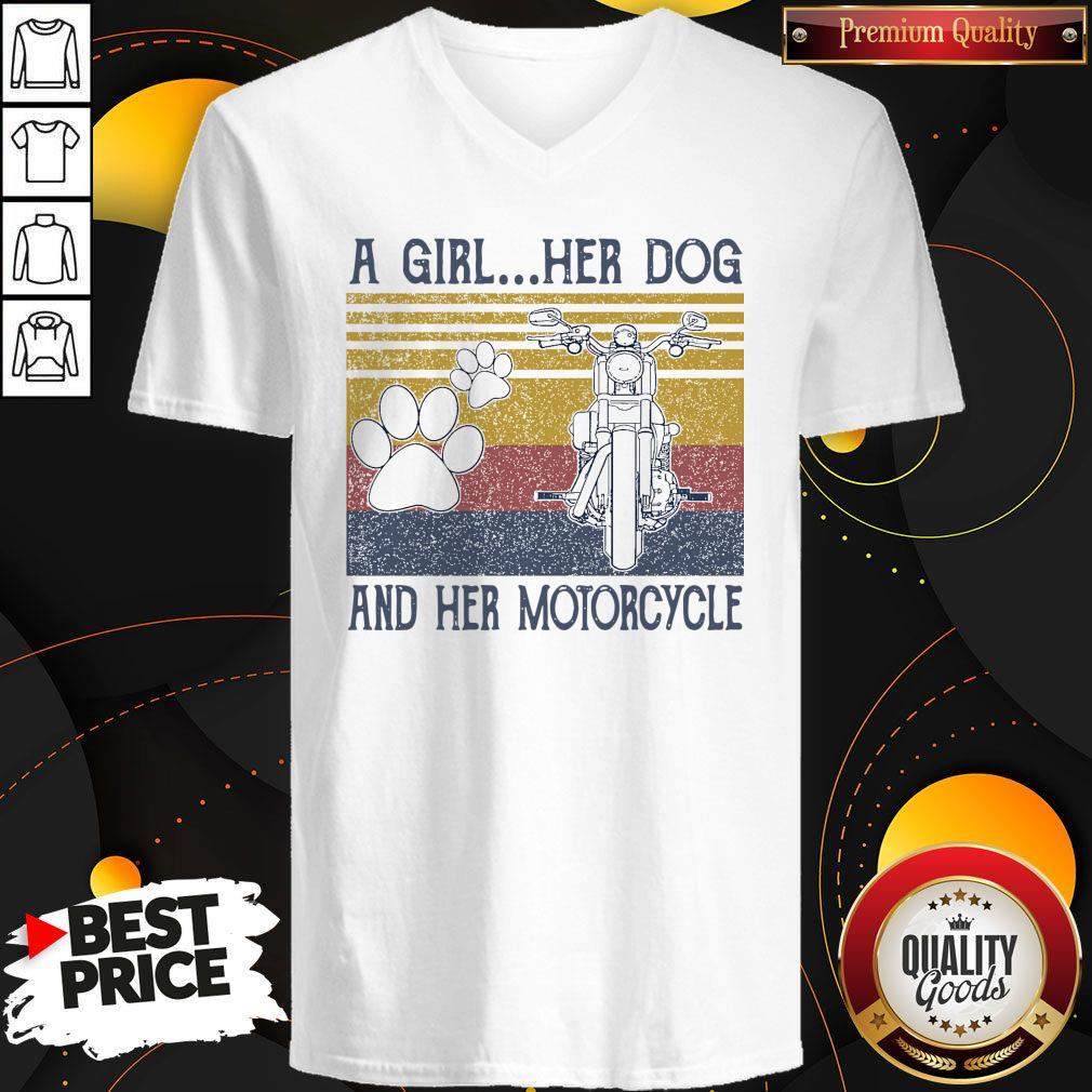 Perfect A Girl Her Dog And Her Motorcycle Vintage Shirt