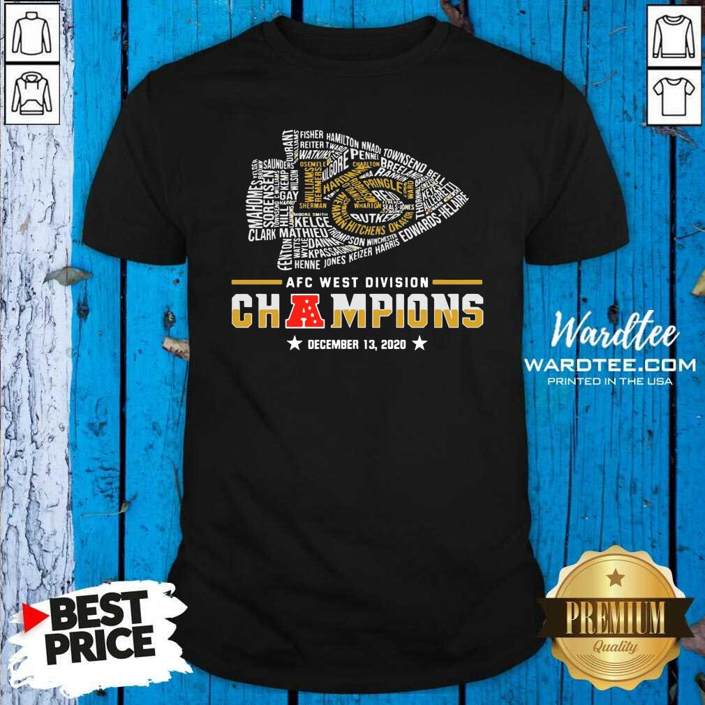 Perfect Kansas City Chiefs Afc West Division Champions December 13 2020 Shirt
