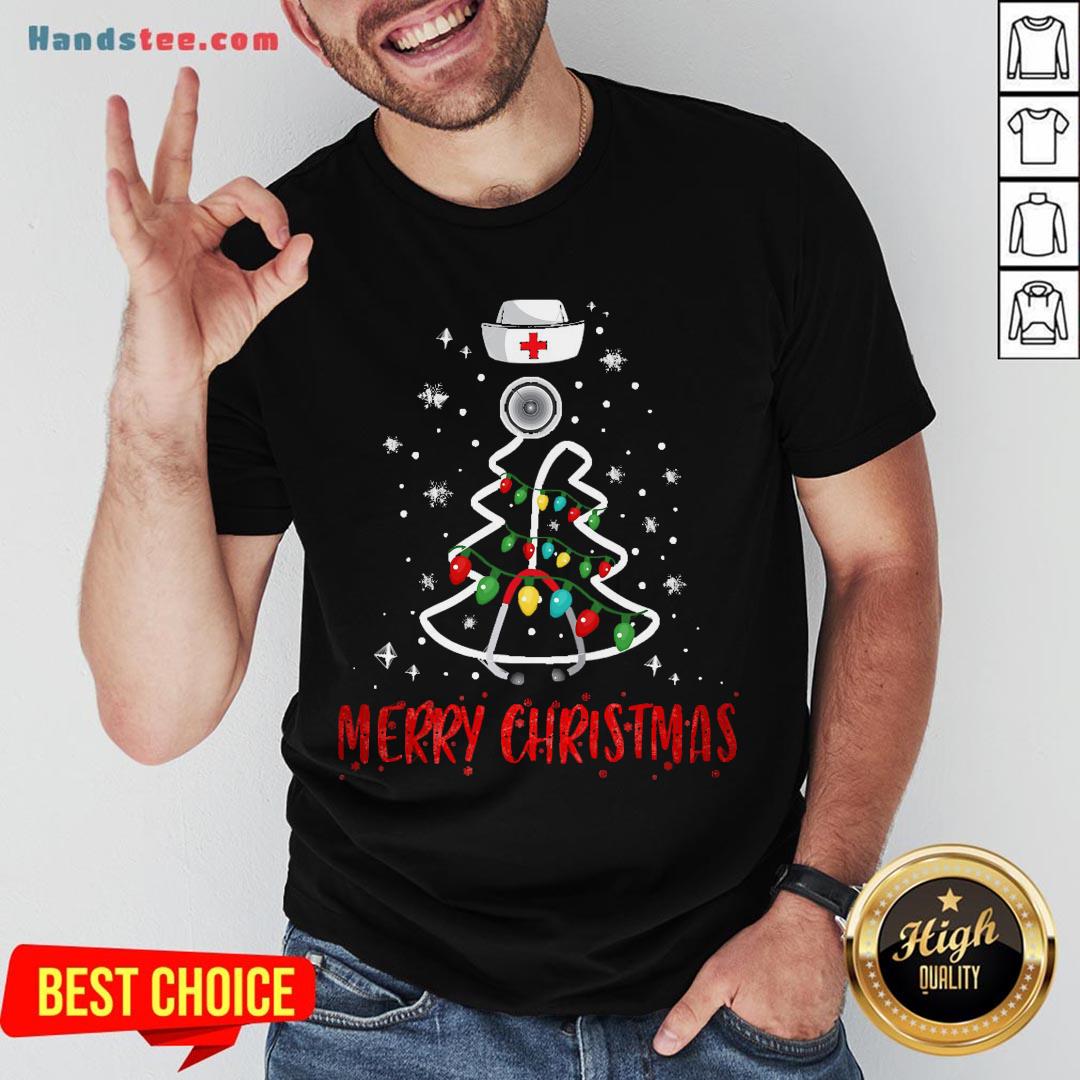 Perfect Merry Christmas Nurse Shirt Stethoscope Tree Lights Gift Shirt