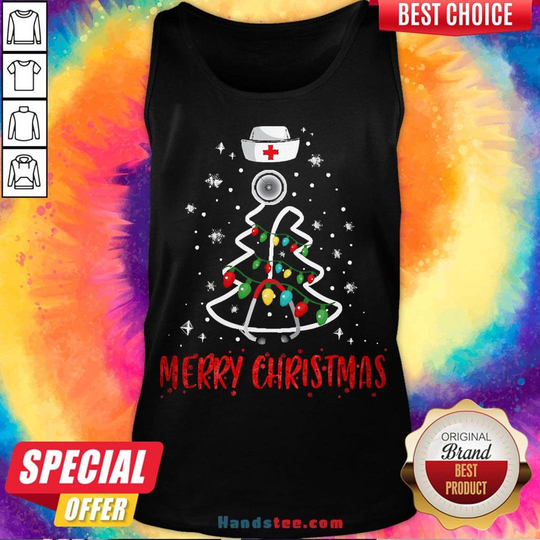 Perfect Merry Christmas Nurse Shirt Stethoscope Tree Lights Gift Shirt