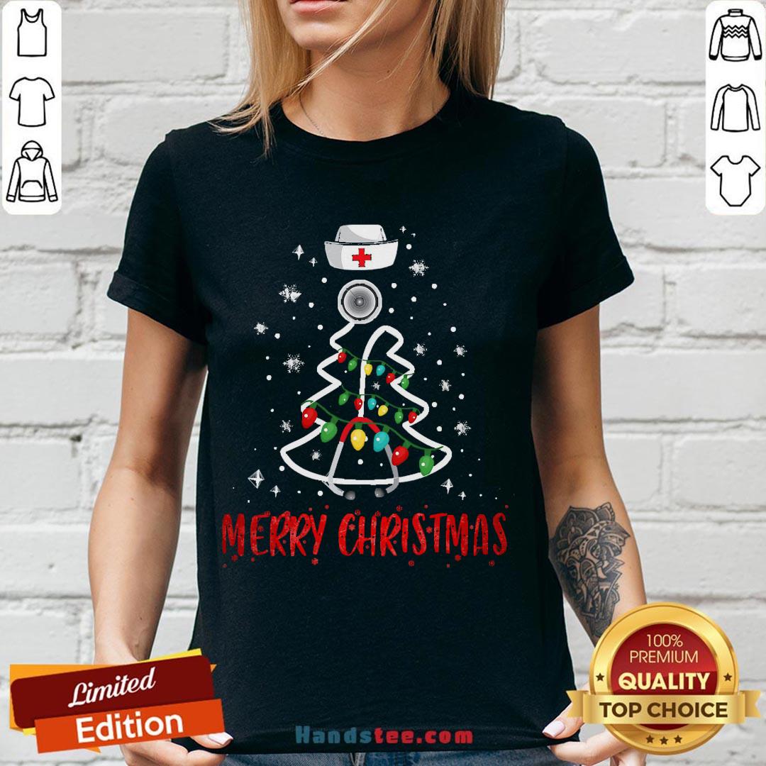 Perfect Merry Christmas Nurse Shirt Stethoscope Tree Lights Gift Shirt
