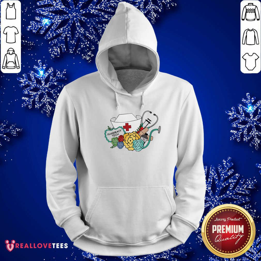 Pharmacy Tech Needle Ear Piece Flower Shirt