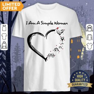 I Am A Simple Woman Chicken Wine Dog Paw And Flip Flop Shirt