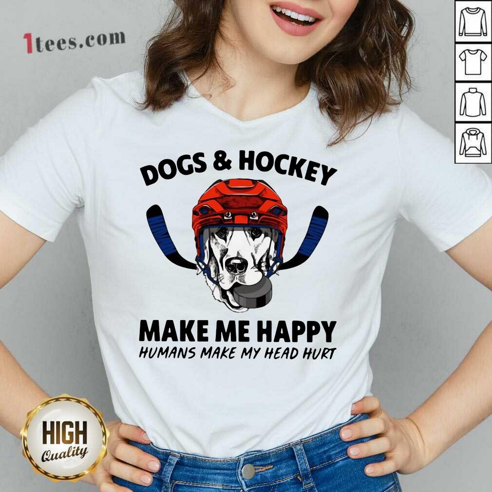 Premium Dogs And Hockey Make Me Happy Humans Make My Head Hurt Shirt